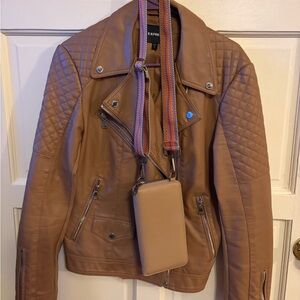 Express Brown Quilted Leather Jacket